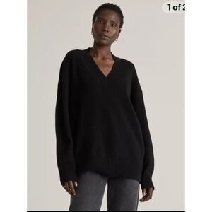 Quince Black V-Neck Sweater